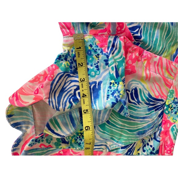 Lilly Pulitzer The buttercup stretch scalloped hem pink & blue shell print sz 00 - Picture 9 of 11